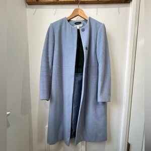 Light Blue Wool Blend Coat by BODEN US 10 Long